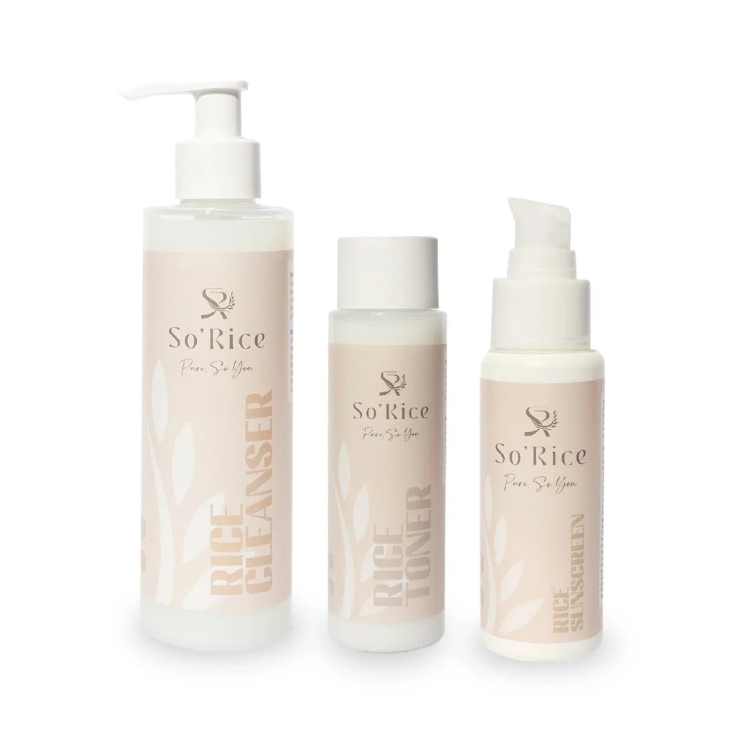 Pirinç Özlü Temizleyici, Tonik ve Güneş Kremi Seti - So'Rice